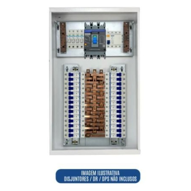Quadro de Distribuição 34 Din + Geral c/ Barramento Trifásico 150A - Sobrepor - INSTRUFIBER