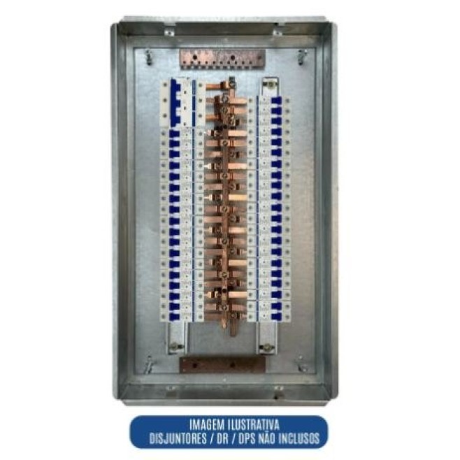 Quadro de Distribuição 39 Din + Geral c/ Barramento Trifásico 80A - Embutir - INSTRUFIBER