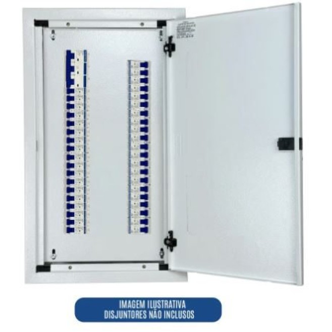 Quadro de Distribuição 39 Din + Geral c/ Barramento Trifásico 80A - Embutir - INSTRUFIBER