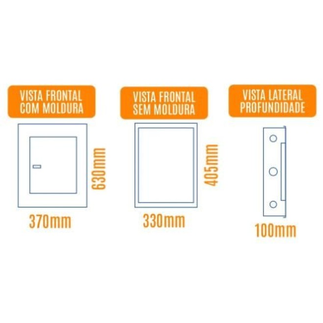 Quadro de Distribuição 39 Din + Geral c/ Barramento Trifásico 80A - Embutir - INSTRUFIBER
