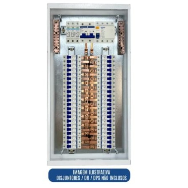 Quadro de Distribuição 44 Din + Geral c/ Barramento Bifásico 100A - Sobrepor - INSTRUFIBER