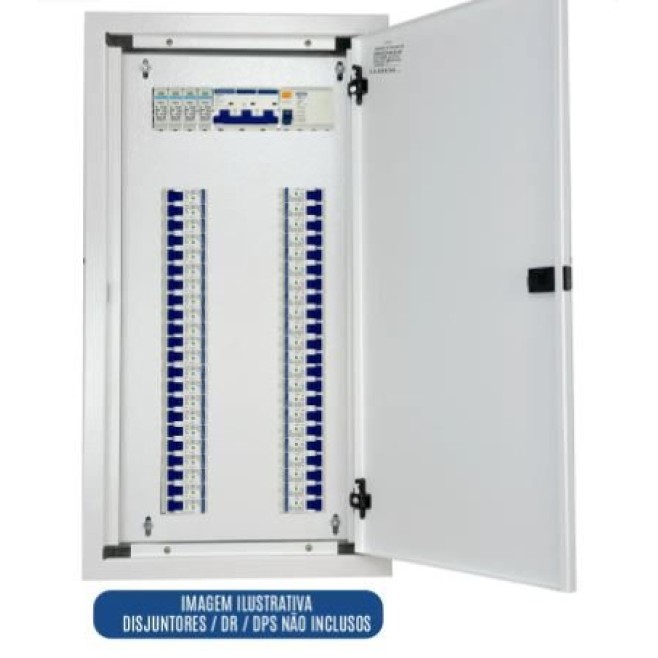 Quadro de Distribuição 44 Din + Geral c/ Barramento Bifásico 100A - Sobrepor - INSTRUFIBER