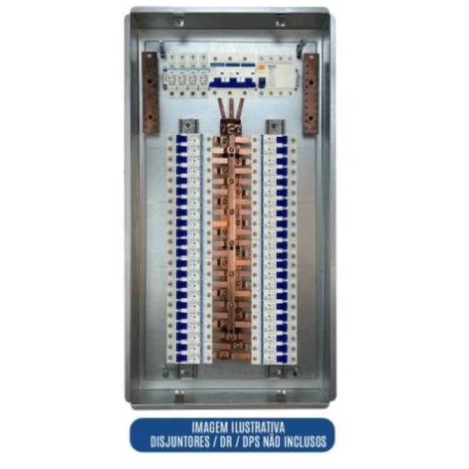 Quadro de Distribuição 44 Din + Geral c/ Barramento Trifásico 100A - Embutir - INSTRUFIBER