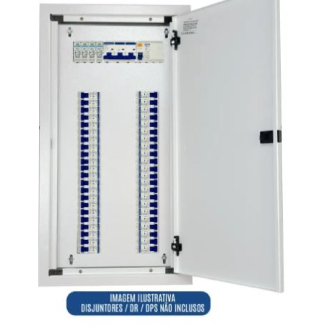 Quadro de Distribuição 44 Din + Geral c/ Barramento Trifásico 100A - Embutir - INSTRUFIBER