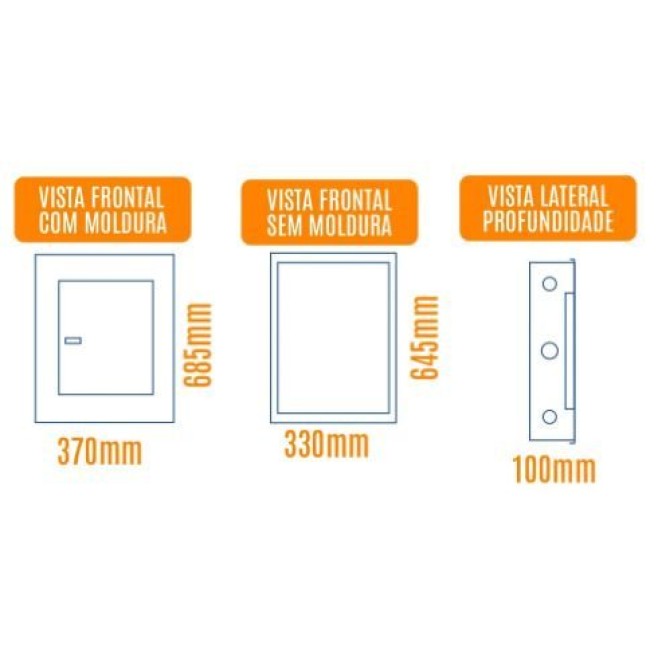 Quadro de Distribuição 44 Din + Geral c/ Barramento Trifásico 100A - Embutir - INSTRUFIBER