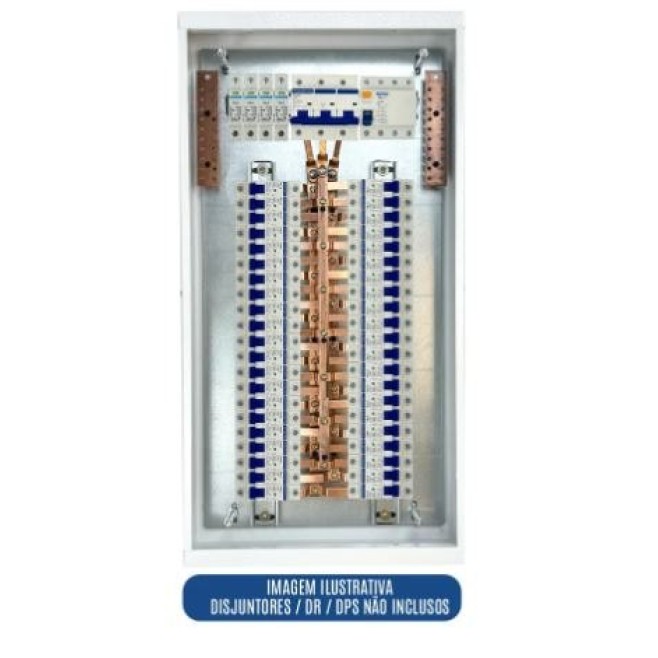 Quadro de Distribuição 44 Din + Geral c/ Barramento Trifásico 100A - Sobrepor - INSTRUFIBER