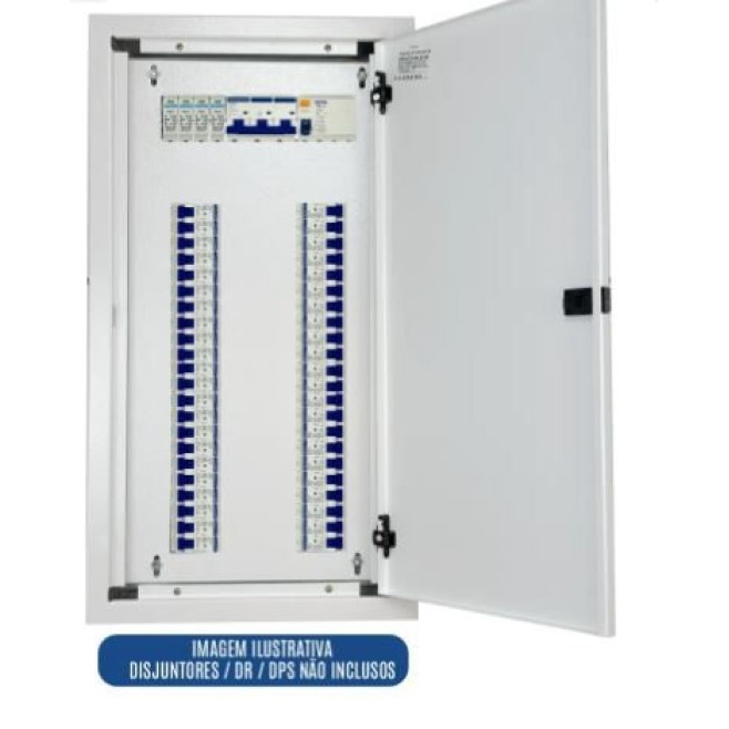 Quadro de Distribuição 44 Din + Geral c/ Barramento Trifásico 100A - Sobrepor - INSTRUFIBER