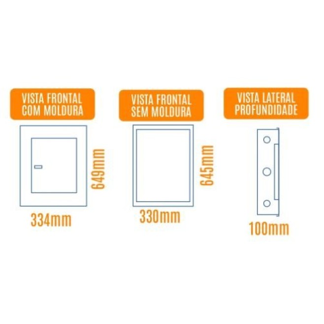 Quadro de Distribuição 44 Din + Geral c/ Barramento Trifásico 100A - Sobrepor - INSTRUFIBER