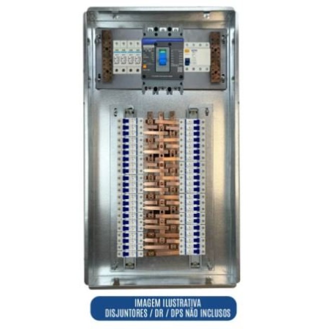 Quadro de Distribuição 44 Din + Geral c/ Barramento Trifásico 150A - Embutir - INSTRUFIBER