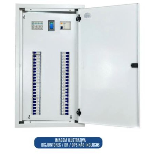 Quadro de Distribuição 44 Din + Geral c/ Barramento Trifásico 150A - Embutir - INSTRUFIBER