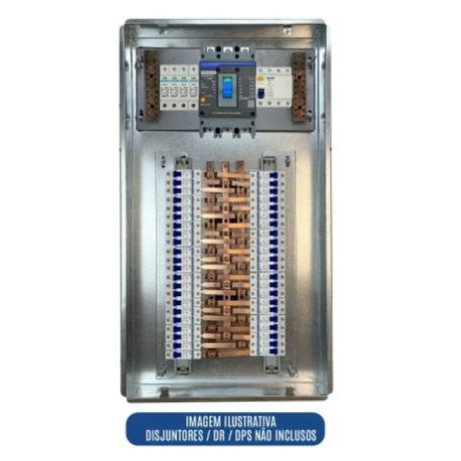 Quadro de Distribuição 44 Din + Geral c/ Barramento Trifásico 225A - Embutir - INSTRUFIBER