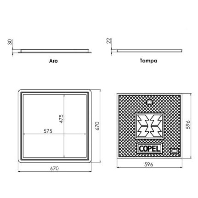 Tampa Padrão Copel Ferro Fundido 60X60cm Entrada Subterrânea - INSTRUFIBER