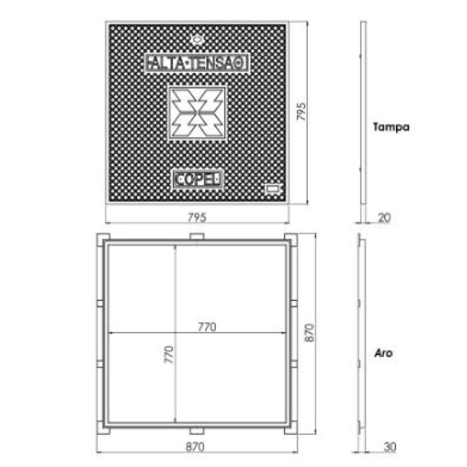 Tampa Padrão Copel Ferro Fundido 80X80cm Entrada Subterrânea - INSTRUFIBER