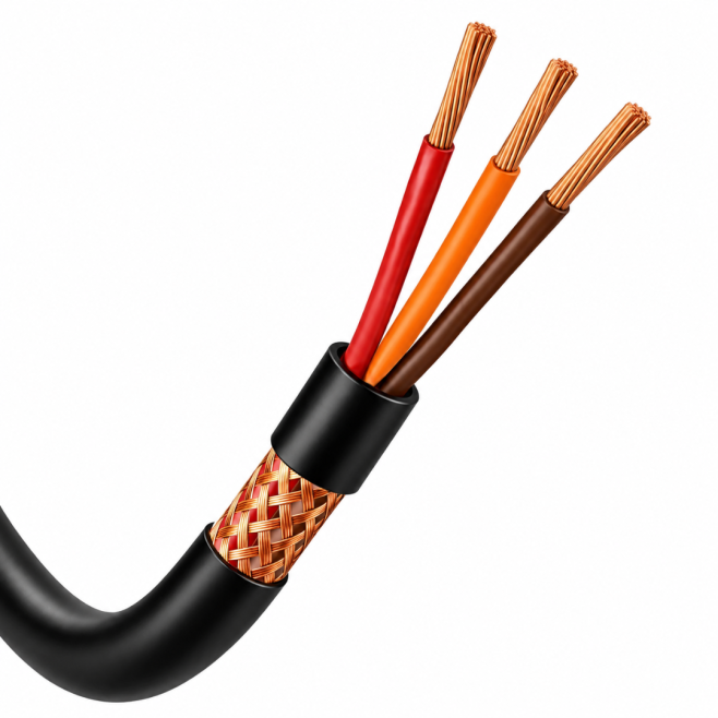 Cabo Manga 3 Vias (3x26 AWG) Blindado Em Malha De Cobre Preto - INSTRUFIBER