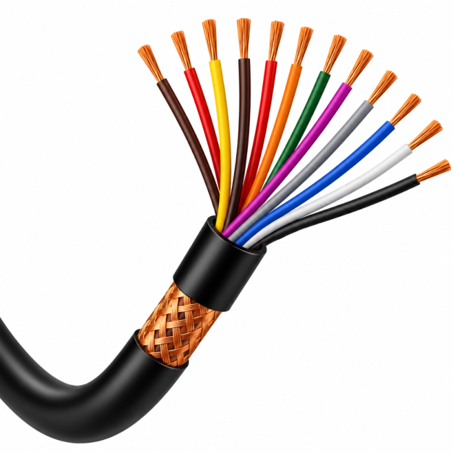Cabo Manga 12 Vias (12x26 AWG) Blindado Em Malha De Cobre Preto - INSTRUFIBER