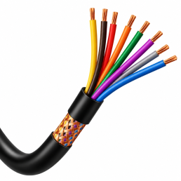 Cabo Manga 8 Vias 8x22 AWG Blindado Em Malha De Cobre Preto - INSTRUFIBER