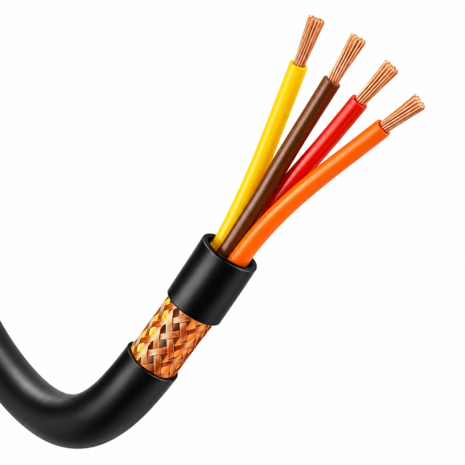 Cabo Manga 4 Vias (4x24 AWG) Blindado Em Malha De Cobre Preto - INSTRUFIBER 