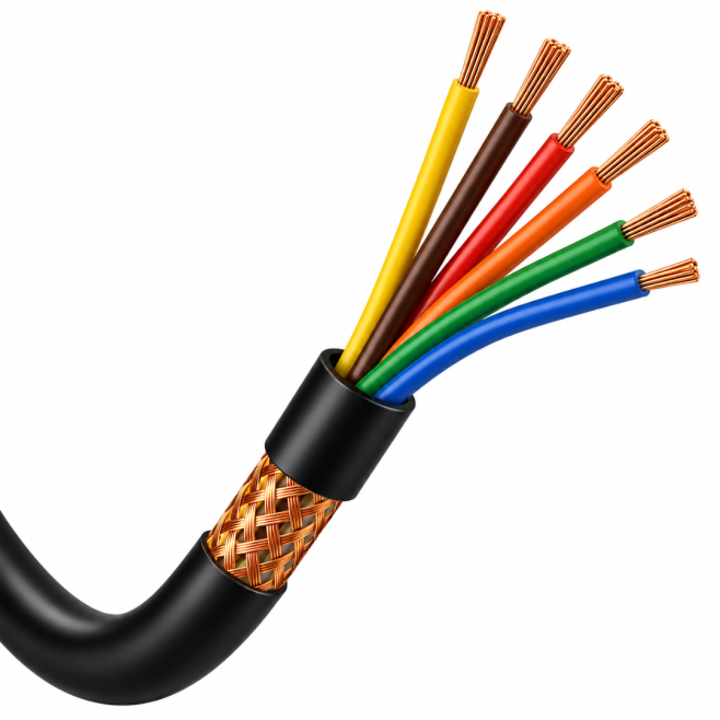 Cabo Manga 6 Vias (6x22 AWG) Blindado Em Malha De Cobre Preto - INSTRUFIBER
