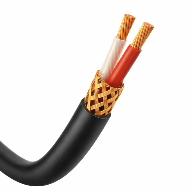 Cabo AFT 2x18AWG (2x0,75mm²) Blindado Em Malha De Cobre Preto - INSTRUFIBER