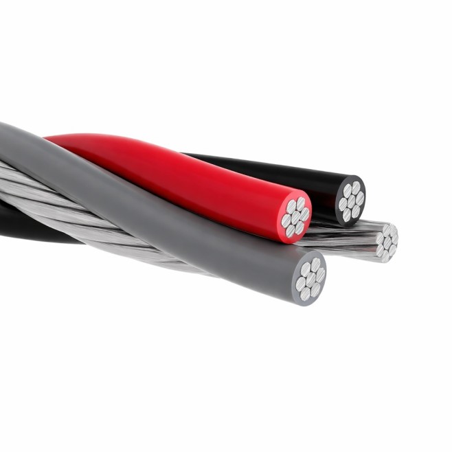 Cabo Alumínio Quadruplex 120mm²(3X120mm²+70mm² - Preto/Cinza/Vermelho + Neutro Nu) - INSTRUFIBER