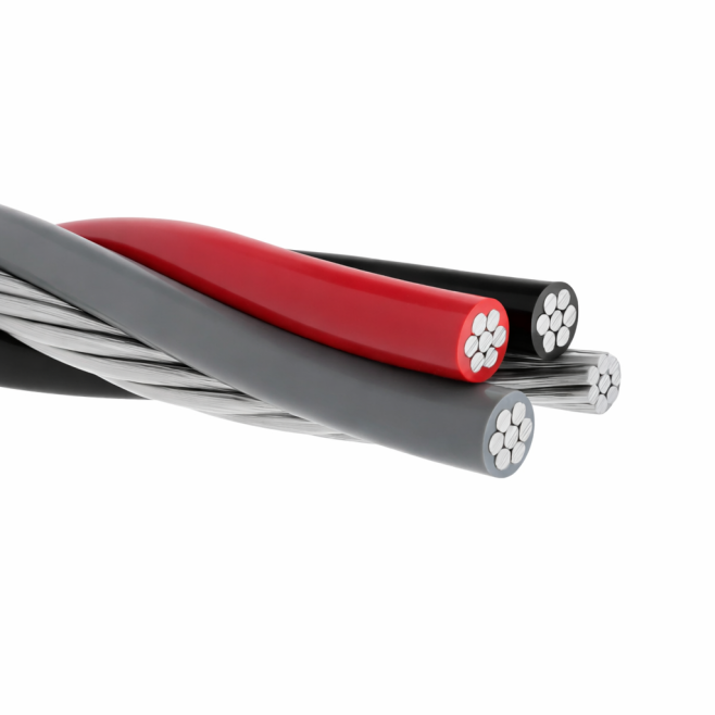 Cabo Alumínio Quadruplex 70mm² (3X70mm²+50mm² - Preto/Cinza/Vermelho + Neutro Nu) - INSTRUFIBER